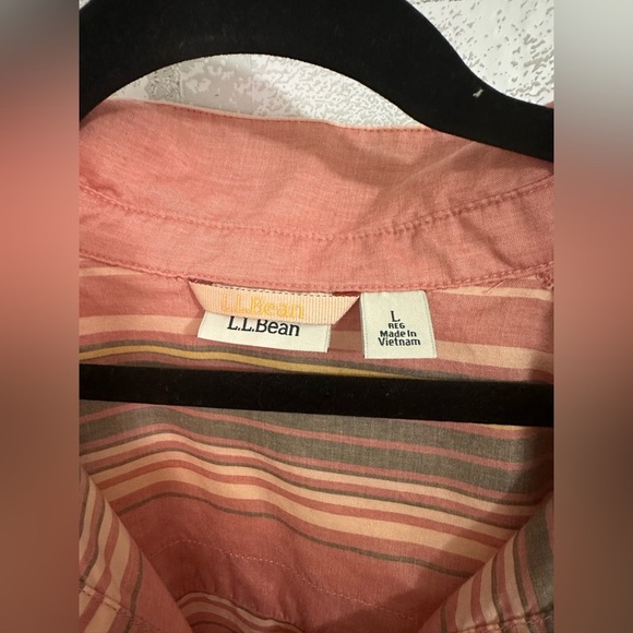 LL Bean Women’s Mountainside Shirt Sienna brick stripe Size L  (14-16) #1919 - Picture 5 of 7